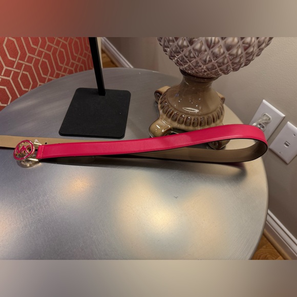 Michael Kors - NWT Hot Pink Leather Belt with MK Logo Buckle - SIZE Small  38” - Picture 1 of 5